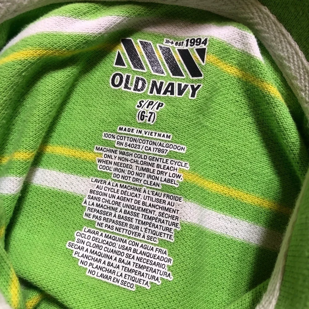Old Navy Boy’s Lime Green Striped Polo